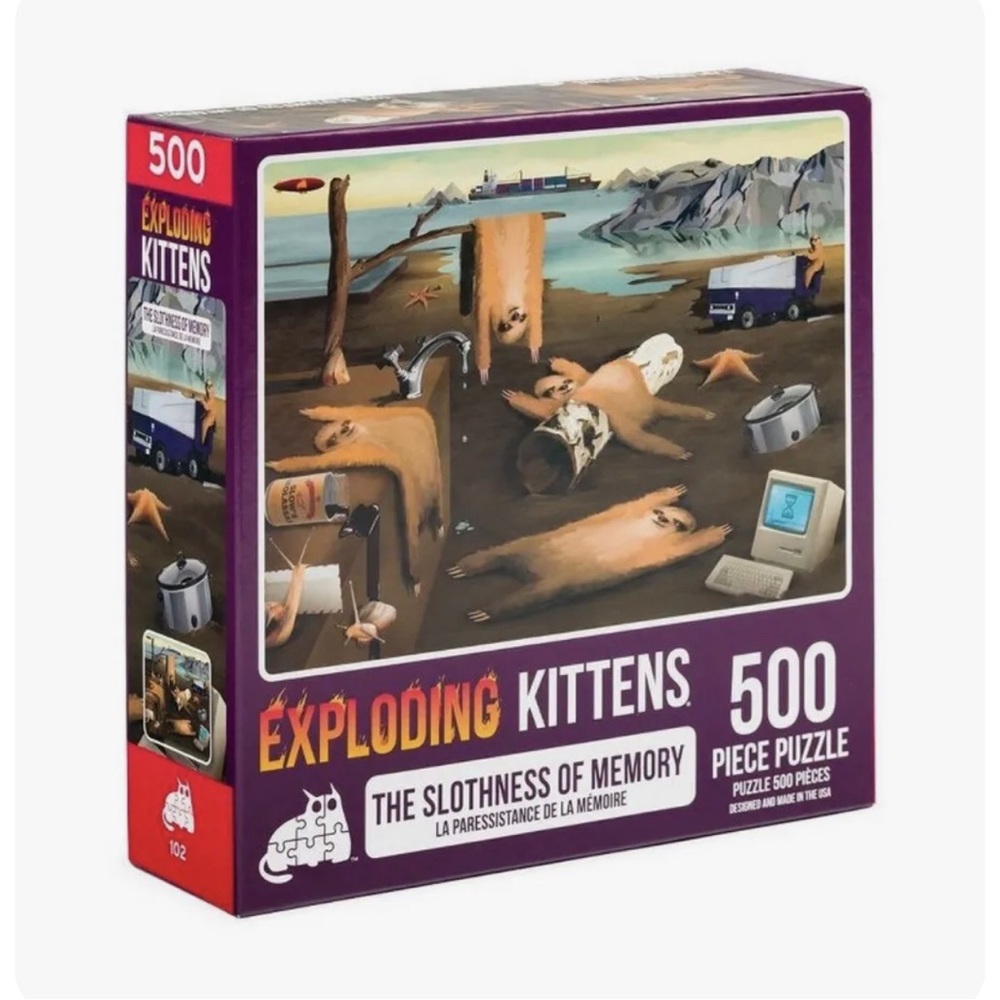 NEW Exploding Kittens The Slothness of Memory jigsaw puzzle sloth 500 pieces